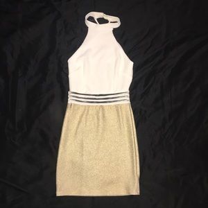 Sexy Ivory/Gold Cross Back Dress!